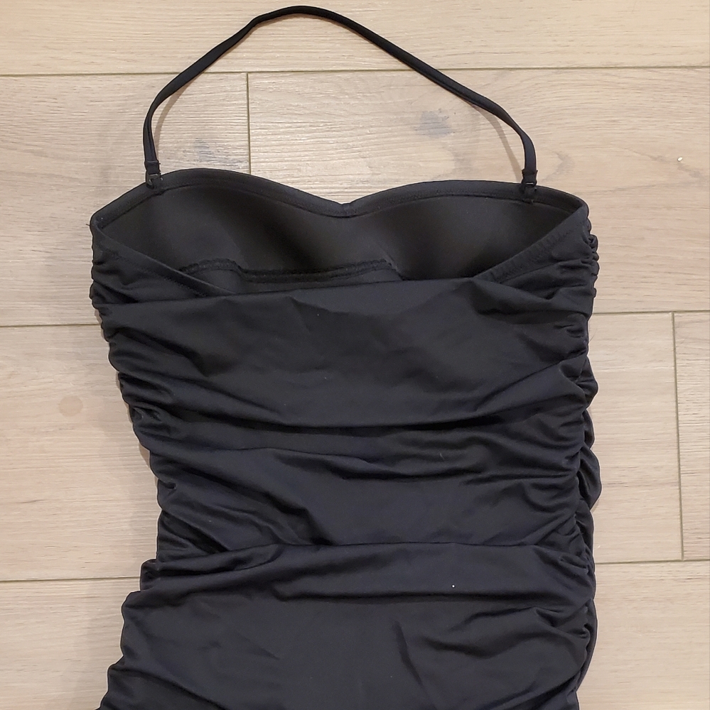 J Crew Black Size 8 One Piece Ruched Bandeau Swimsuit